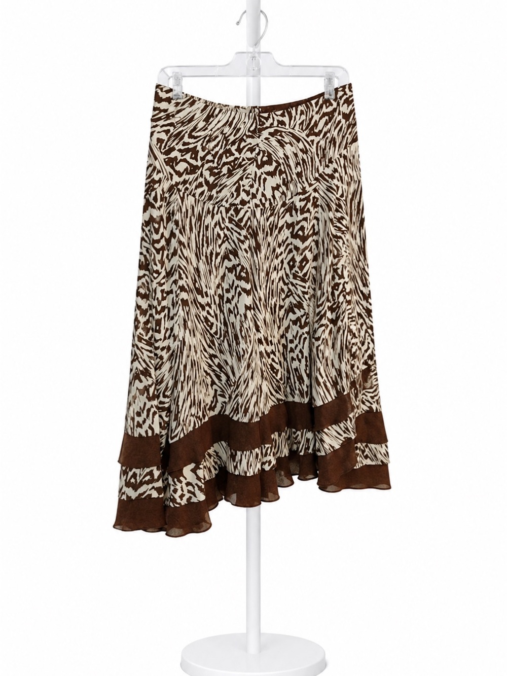 Brown and Cream Patterned A-Line Skirt